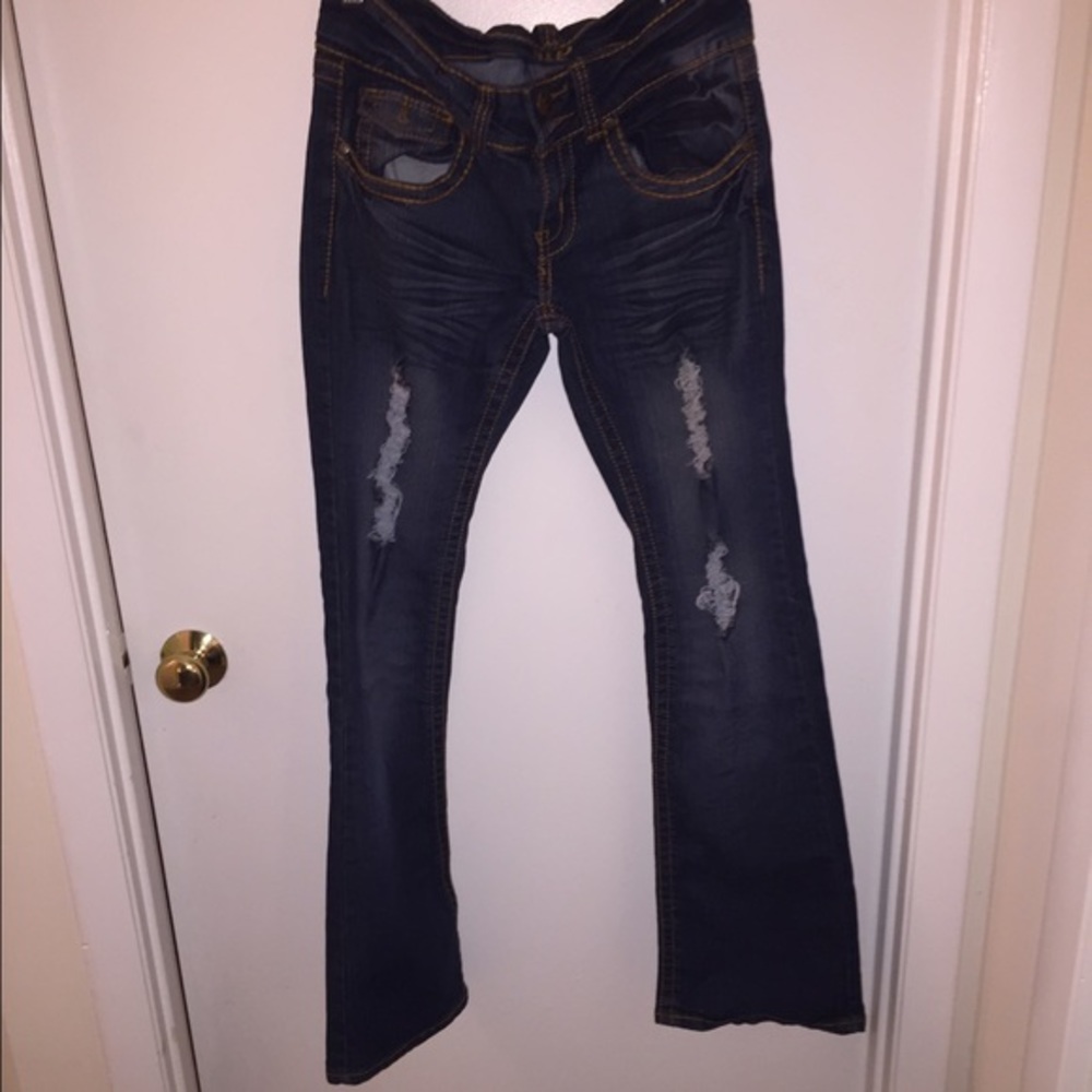 Boot cut jeans.